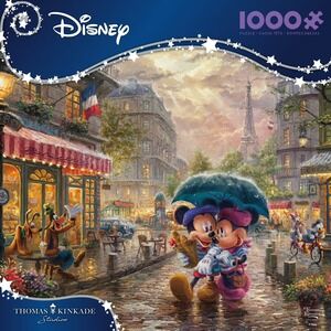 Disney Thomas Kinkade Mickey & Minnie Sweetheart Cafe 1000 Pc Puzzle Ceaco New